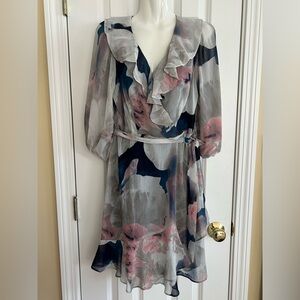 Elegant Floral faux Wrap Dress